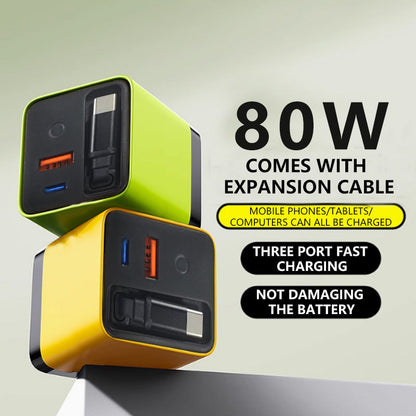 💥Last Day Special Sale 49% OFF🔥80W Fast Charging Phone Charger Block with Retractable 80cm Type-C Cable