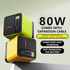 💥Last Day Special Sale 49% OFF🔥80W Fast Charging Phone Charger Block with Retractable 80cm Type-C Cable