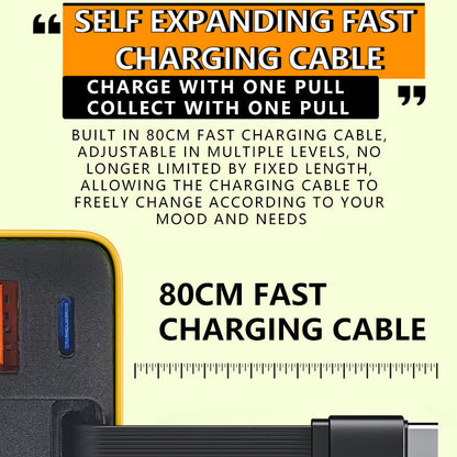 💥Last Day Special Sale 49% OFF🔥80W Fast Charging Phone Charger Block with Retractable 80cm Type-C Cable