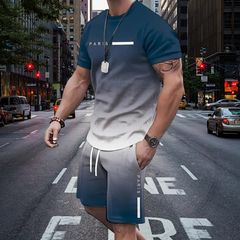 💥Last Day Special Sale 49% OFF👚Men's Gradient Color T-Shirt & Shorts Set