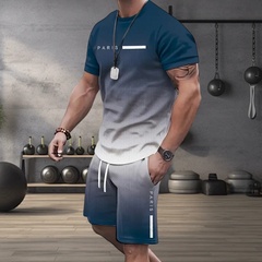 💥Last Day Special Sale 49% OFF👚Men's Gradient Color T-Shirt & Shorts Set