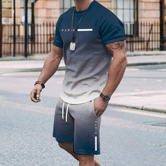 💥Last Day Special Sale 49% OFF👚Men's Gradient Color T-Shirt & Shorts Set