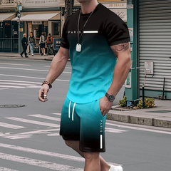 💥Last Day Special Sale 49% OFF👚Men's Gradient Color T-Shirt & Shorts Set