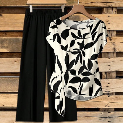 ⏳Last Day 50% OFF☀️🎁Women’s Printed Wide-Leg Lounge Set 🌸Breathable 2-Piece Outfit • Soft Knot Top + Flowing Trousers • Wrinkle-Resistant 🌿🇬🇧