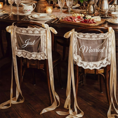 "Just Married" Lace Wedding Chair Signs