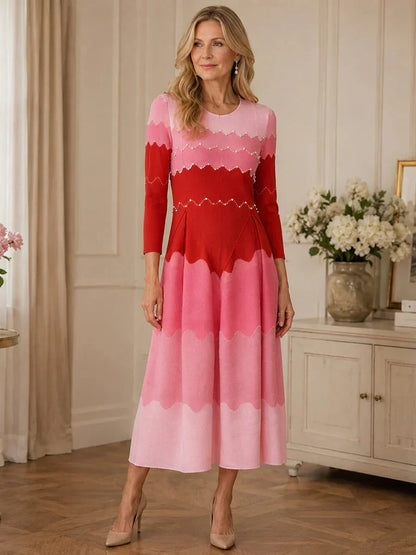 🏖️ Summer New Sales✨ Elegant Pearl Embellished Pleated Bounce Maxi Dress