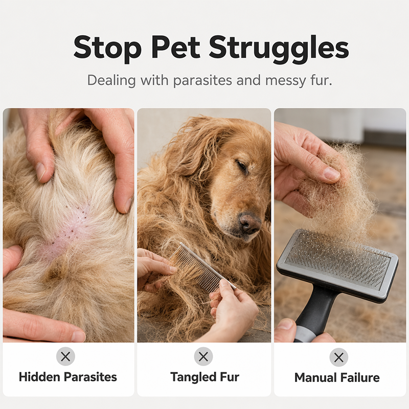 🐕LAST DAY SPECIAL PRICE!!🐱Electric Pet Grooming Comb🐏Keep your furry friends away from mites, fleas and tangled fur！