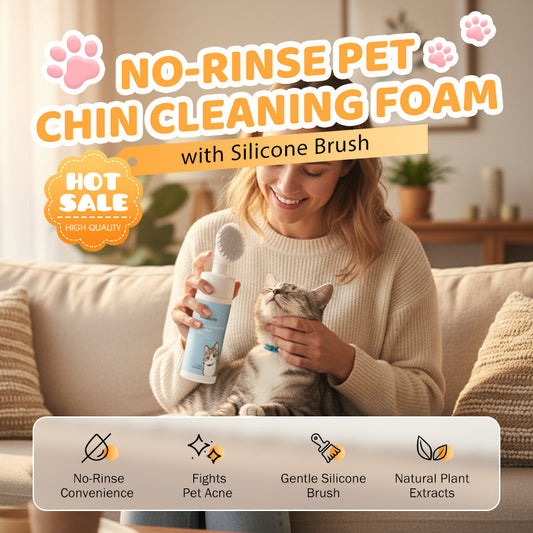 💥 BUY 2 GET 1 FREE +  50% OFF!🥳No-Rinse Pet Chin Cleaning Foam with Silicone Brush