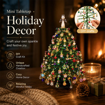 🎄 BUY 2 GET 1 FREE +  50% OFF!🥳 Elegant Beaded Mini Christmas Tree – Collector's Holiday Decor Set, Tabletop 🎄