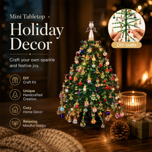 🎄 BUY 2 GET 1 FREE +  50% OFF!🥳 Elegant Beaded Mini Christmas Tree – Collector's Holiday Decor Set, Tabletop 🎄