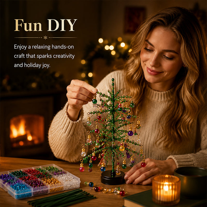 🎄 BUY 2 GET 1 FREE +  50% OFF!🥳 Elegant Beaded Mini Christmas Tree – Collector's Holiday Decor Set, Tabletop 🎄