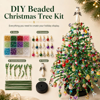 🎄 BUY 2 GET 1 FREE +  50% OFF!🥳 Elegant Beaded Mini Christmas Tree – Collector's Holiday Decor Set, Tabletop 🎄