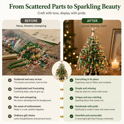 🎄 BUY 2 GET 1 FREE +  50% OFF!🥳 Elegant Beaded Mini Christmas Tree – Collector's Holiday Decor Set, Tabletop 🎄