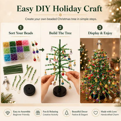 🎄 BUY 2 GET 1 FREE +  50% OFF!🥳 Elegant Beaded Mini Christmas Tree – Collector's Holiday Decor Set, Tabletop 🎄