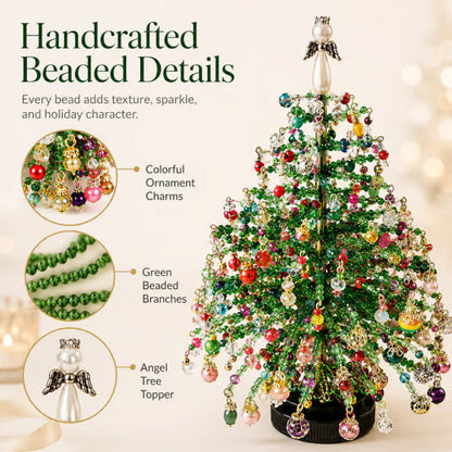 🎄 BUY 2 GET 1 FREE +  50% OFF!🥳 Elegant Beaded Mini Christmas Tree – Collector's Holiday Decor Set, Tabletop 🎄