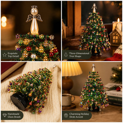 🎄 BUY 2 GET 1 FREE +  50% OFF!🥳 Elegant Beaded Mini Christmas Tree – Collector's Holiday Decor Set, Tabletop 🎄