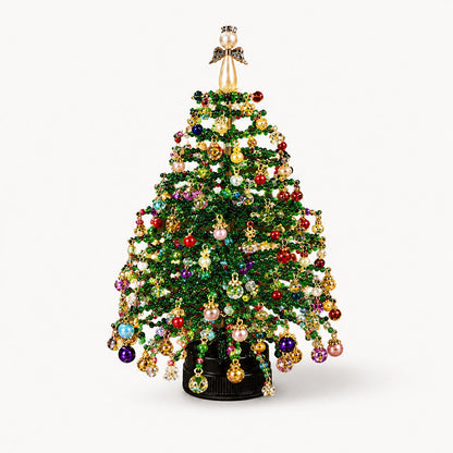 🎄 BUY 2 GET 1 FREE +  50% OFF!🥳 Elegant Beaded Mini Christmas Tree – Collector's Holiday Decor Set, Tabletop 🎄