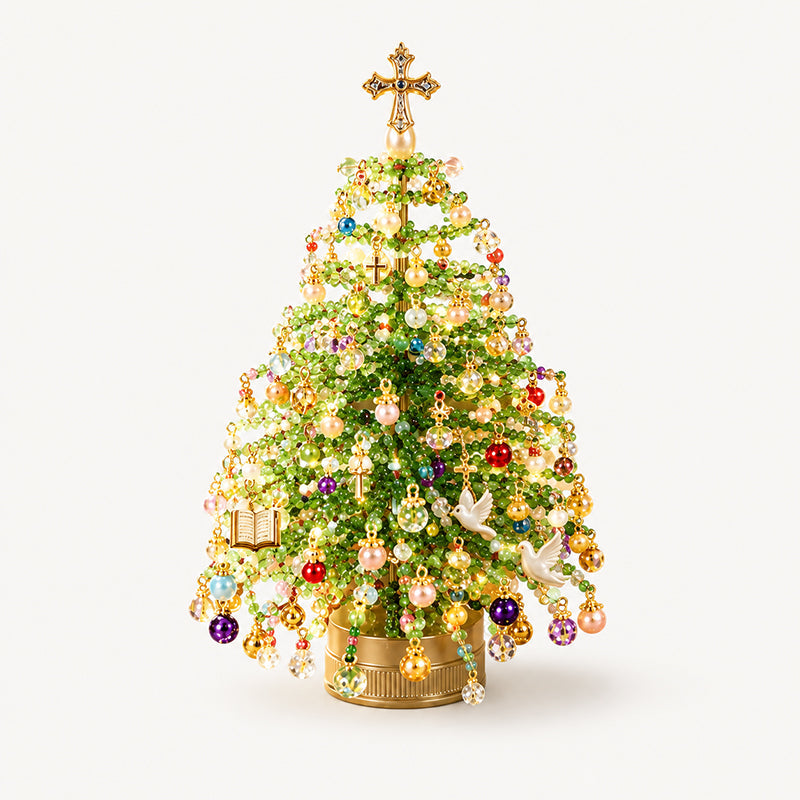 🎄 BUY 2 GET 1 FREE +  50% OFF!🥳 Elegant Beaded Mini Christmas Tree – Collector's Holiday Decor Set, Tabletop 🎄