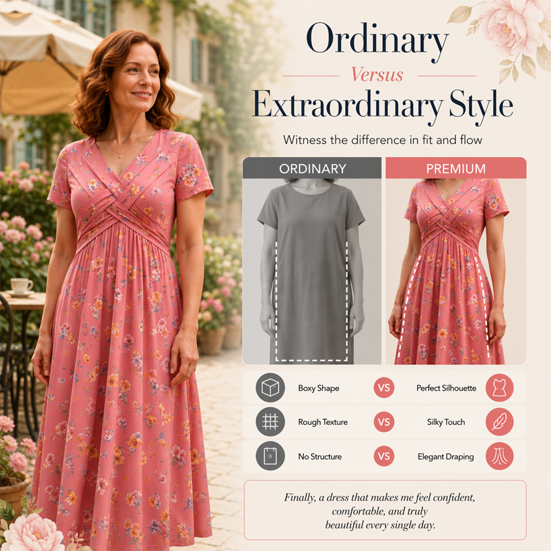🌸LAST DAY SPECIAL PRICE!!🌸Women's V-Neck Floral Print Dress with Twist Waist