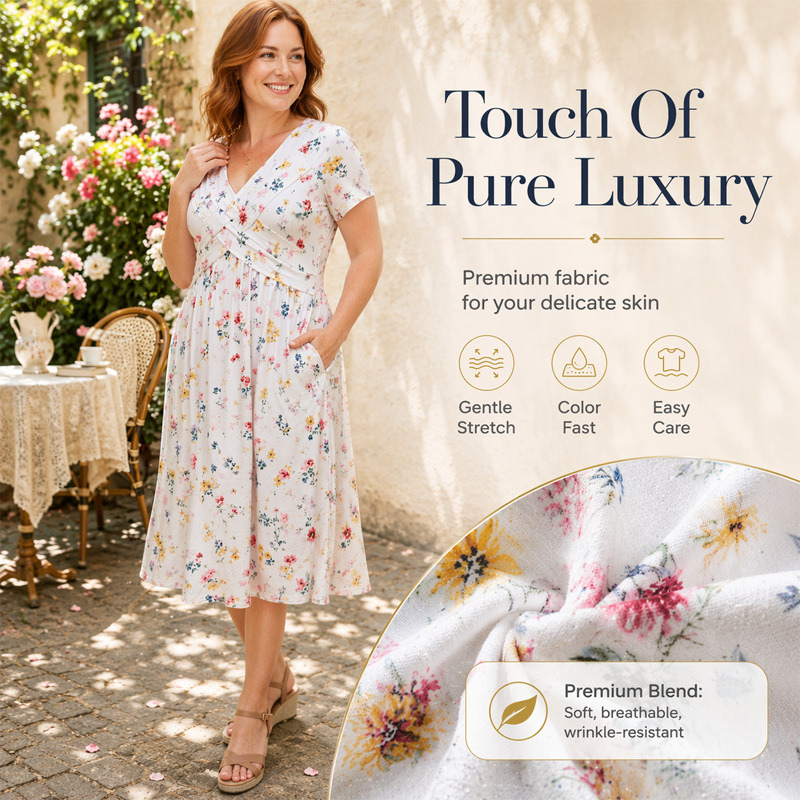 🌸LAST DAY SPECIAL PRICE!!🌸Women's V-Neck Floral Print Dress with Twist Waist