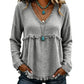🌸LAST DAY SPECIAL PRICE!!🌸Women's Bohemian Fringe V-Neck Long Sleeve Blouse, Loose Casual Tunic Top