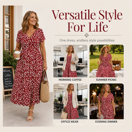 🌸LAST DAY SPECIAL PRICE!!🌸Women's Elegant V-Neck Floral Print Dress