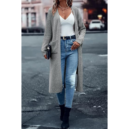 🎅Christmas HOT SALE💞50% OFF✨Solid Color Front-Opening Loose Fit Sweater with Pockets