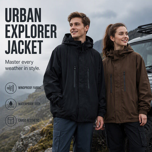🧥Men's Windproof Hooded Cargo Jacket Waterproof Outdoor Streetwear Coat🍂