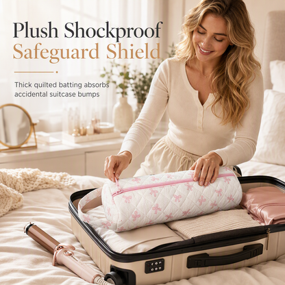 🧺Portable Quilted Travel Storage Bag with Handle for Hair Dryer Curling Iron and Hair Straightener