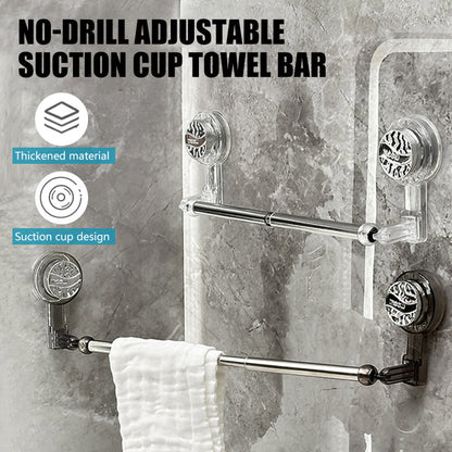 🛁No-Drill Adjustable Suction Cup Towel Bar