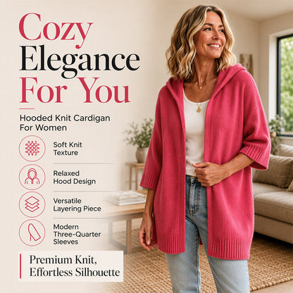 🌸LAST DAY SPECIAL PRICE!!🌸Women's 3/4 Sleeve Hooded Knit Cardigan