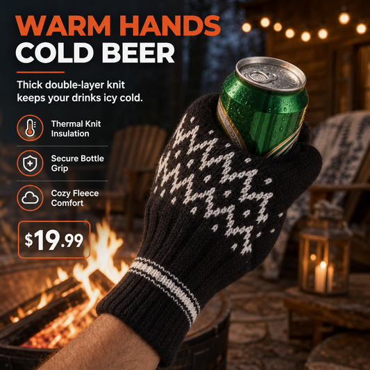 🍺Knit Beer Mitt Drinking Glove for Holding Beer Bottles and Cans