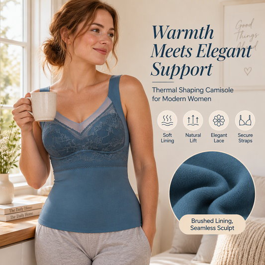 🏆LAST DAY ONLY! Just £9.99!👍✨Thermal Camisole with Built-In Bra – Slim Fit, Warm & Supportive