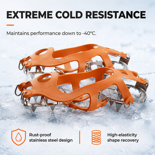 ⏳LAST DAY SALE ONLY ￡9.99!!❄️ 18-Teeth Stainless Steel Crampons — Flexible Silicone Frame & Double-Chain 🏔️