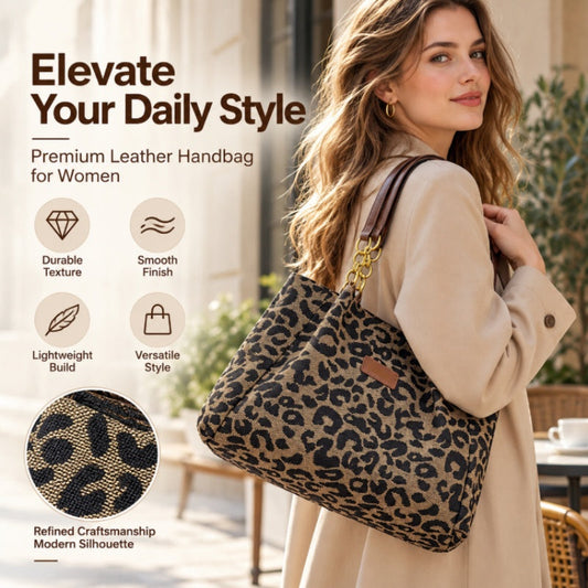 🌸LAST DAY ONLY £12.99 🌸Retro Leopard Print Tote Bag for Women