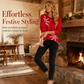 🌸Hot Sale 50% OFF💖Women's Christmas Snowflake Jacquard Knit Sweater Crew Neck Loose Fit Pullover