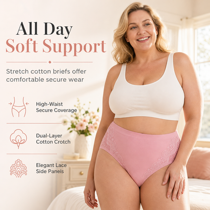 🌸LAST DAY ONLY! Just £5.99!🌸Plus Size High Waisted for Women with Cotton Crotch Briefs for Middle Aged and Elderly