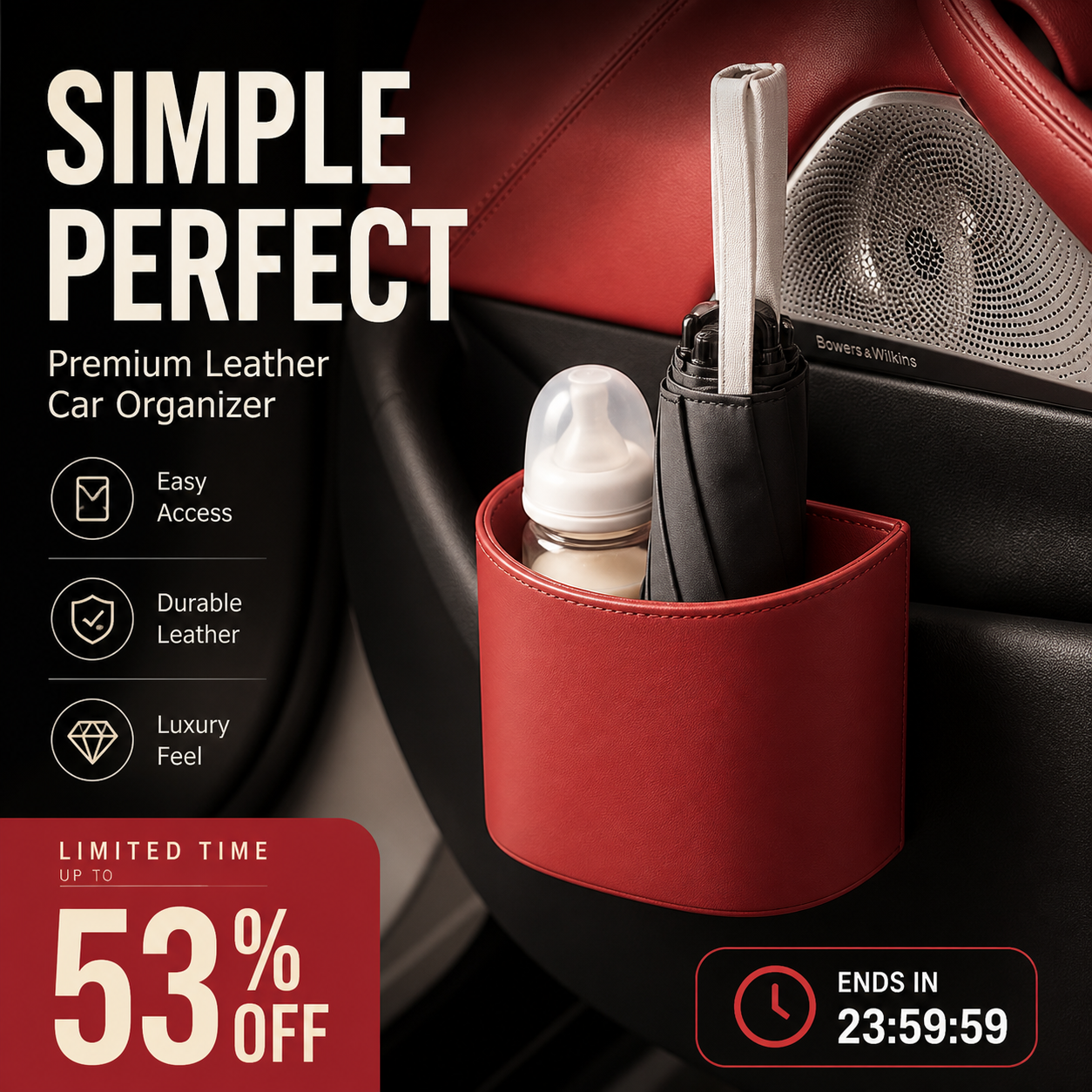 🥳2026 HOT SALE🥳💞50K+ SOLD!🚗🧺 53% OFF! Leather Car Door Cup Holder – Wide‑mouth opening, easy reach for drinks & phone. Clip‑on secure fit. PU leather, tough & stylish. 🛡️✨