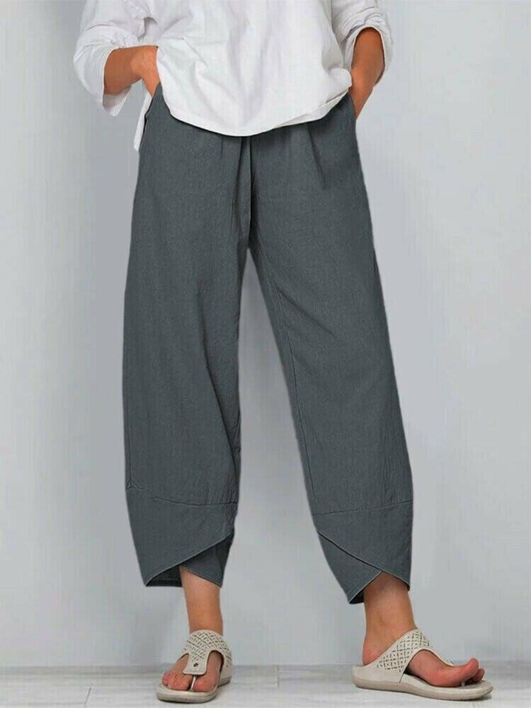 ✨Vintage Asymmetrical Elastic Waist Pockets Pants - Free Shipping