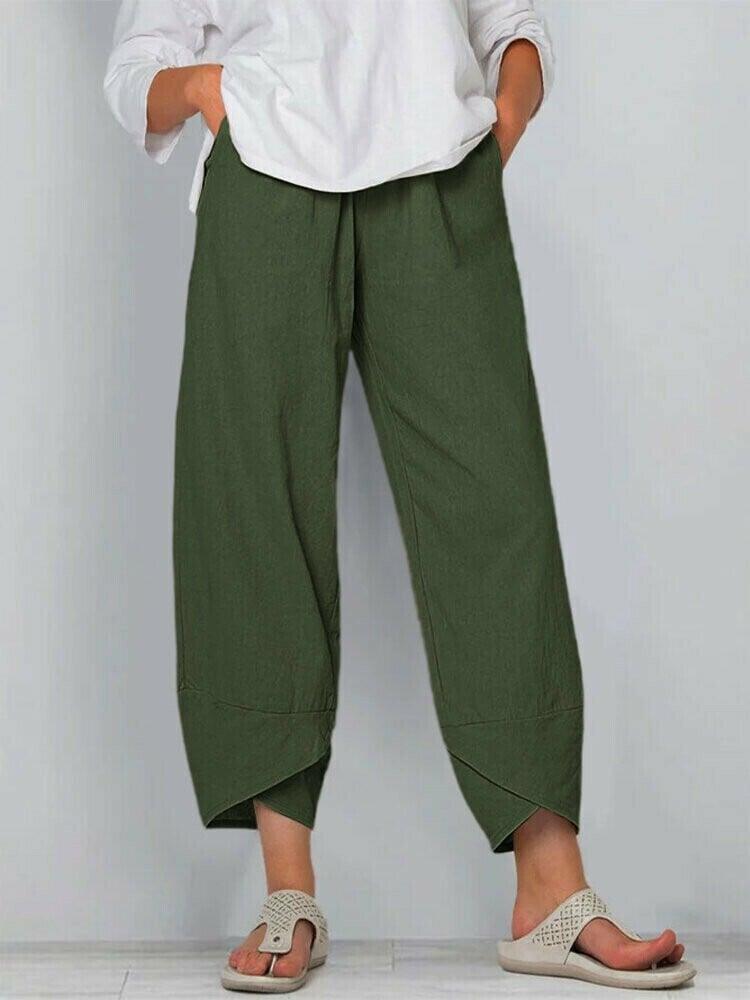 ✨Vintage Asymmetrical Elastic Waist Pockets Pants - Free Shipping