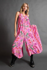 🎁Vintage floral print loose sleeveless jumpsuit✨FREE SHIPPING