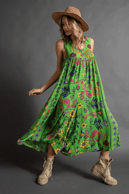 🎁Vintage floral print loose sleeveless jumpsuit✨FREE SHIPPING