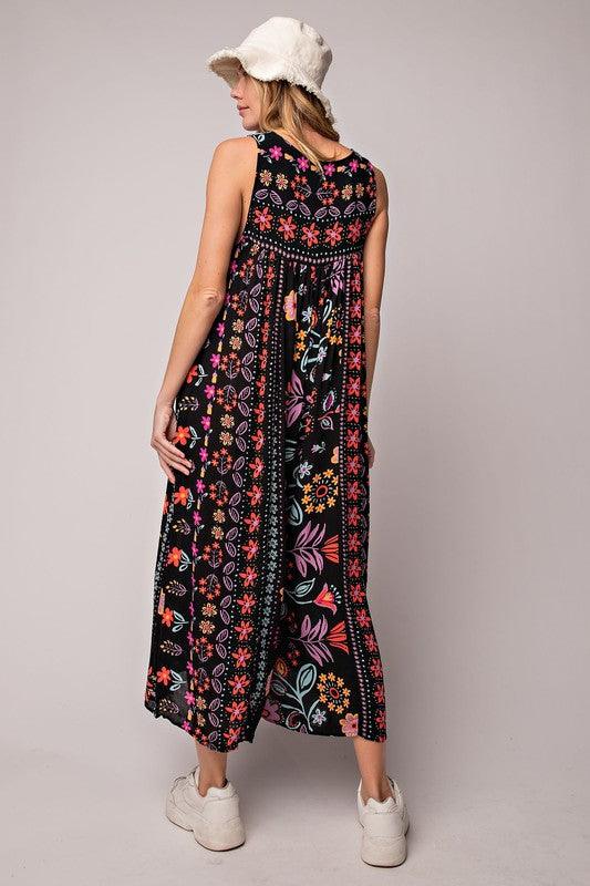 🎁Vintage floral print loose sleeveless jumpsuit✨FREE SHIPPING